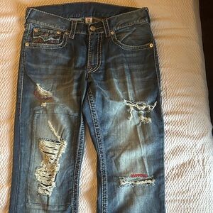 True Religion Distressed Blue Denim Jeans